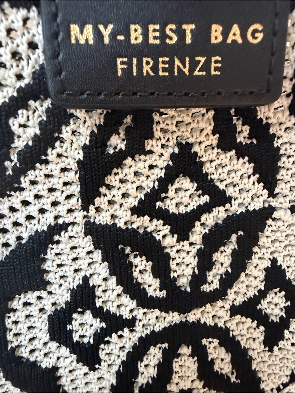 My-Best Bag Firenze Black and Cream Patterned Tote